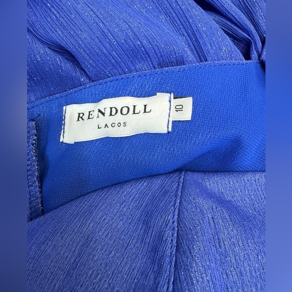 Rendoll Lagos.Blue Sweetheart Neckline Gown with Puff Sleeves - Picture 7 of 10